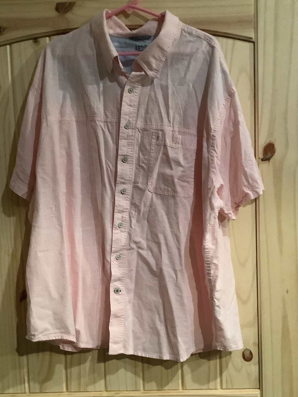 Big and Tall Izod Light Pink Short Sleeve Button-Down Shirt 3XB